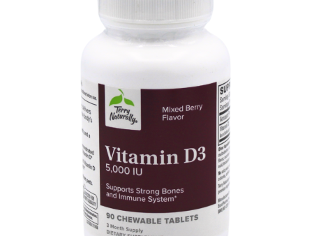 Terry Naturally Vitamin D3 5,000IU Chewable 90ct Hot on Sale