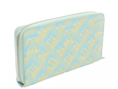 Louis Vuitton Zippy Monogram Amplant Veil Leather Wallet Light Blue Long Round Zipper Hot on Sale