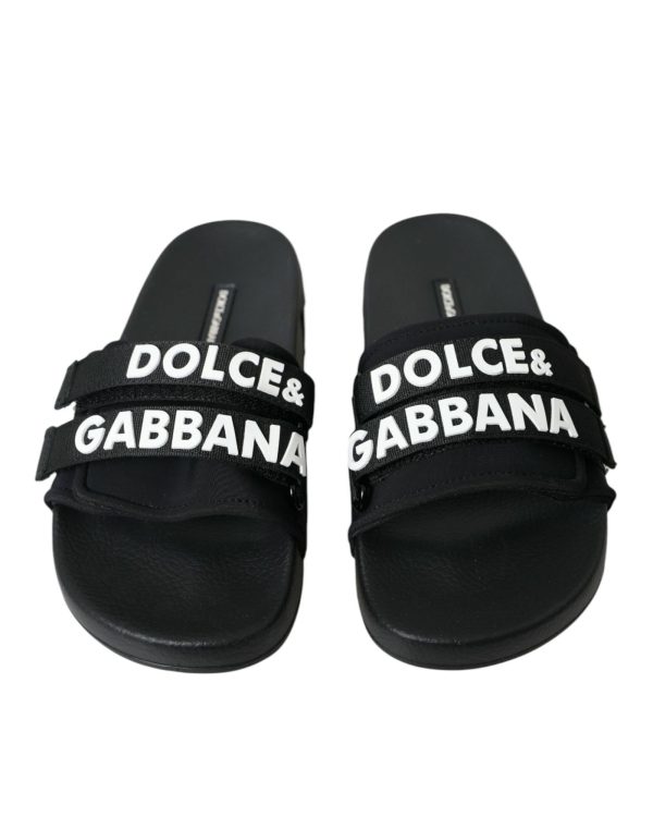 Dolce & Gabbana  Portofino Black Neoprene Slides For Cheap