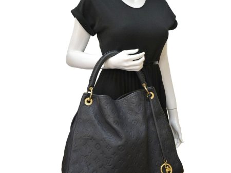 LOUIS VUITTON Artsy MM Empreinte Leather Hobo Bag Black For Sale