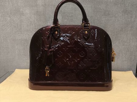 Louis Vuitton Alma Monogram Vernis Leather Handbag Burgundy 31x24x15cm Online Hot Sale