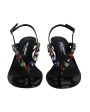 Dolce & Gabbana  Thong Sandals with Rhinestones - Black Patent Leather Sale