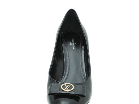 Louis Vuitton Black Peep Toe Logo Pump 39 Discount