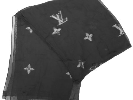 Louis Vuitton Black Fleur De Monogram Sheer Scarf Online now