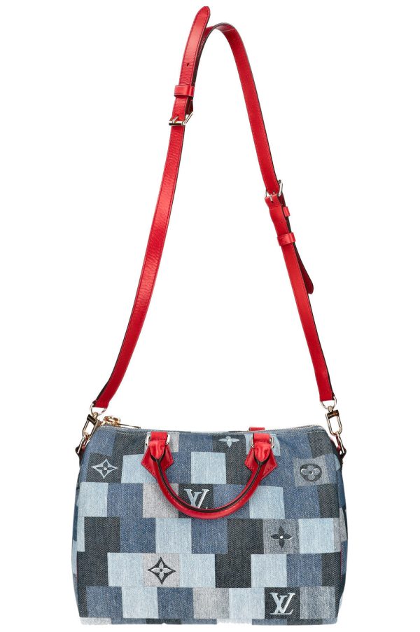 LOUIS VUITTON 2020 Patchwork Denim Speedy 30 Bandouliere on Sale