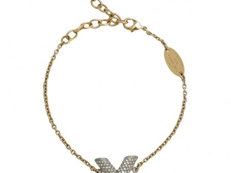 Louis Vuitton Two Tone Crystal Essential V Bracelet For Discount