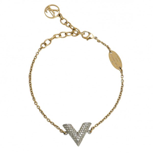 Louis Vuitton Two Tone Crystal Essential V Bracelet For Discount