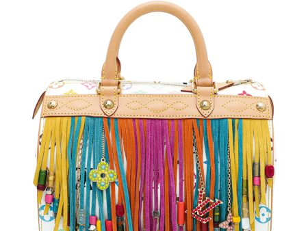 Louis Vuitton White Multicolor Monogram Fringe Speedy 25 Bag Online Hot Sale