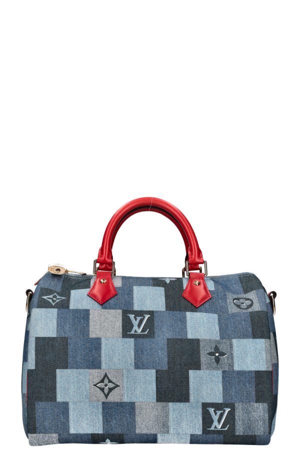 LOUIS VUITTON 2020 Patchwork Denim Speedy 30 Bandouliere on Sale