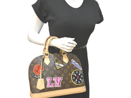 LOUIS VUITTON Alma PM Patches Monogram Canvas Satchel Bag Multicolor Cheap