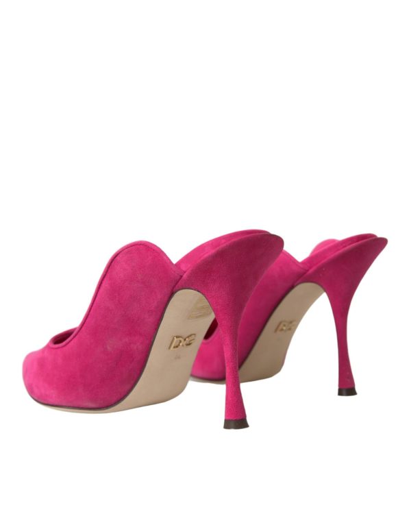 Dolce & Gabbana  Suede Pointed Toe Slingback Mules - Pink Hot on Sale