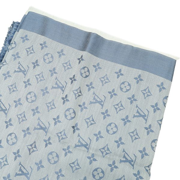 Louis Vuitton Bleu Clair Denim Monogram Shawl Hot on Sale