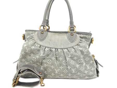 Gray Louis Vuitton Monogram Denim Neo Cabby MM Satchel For Sale