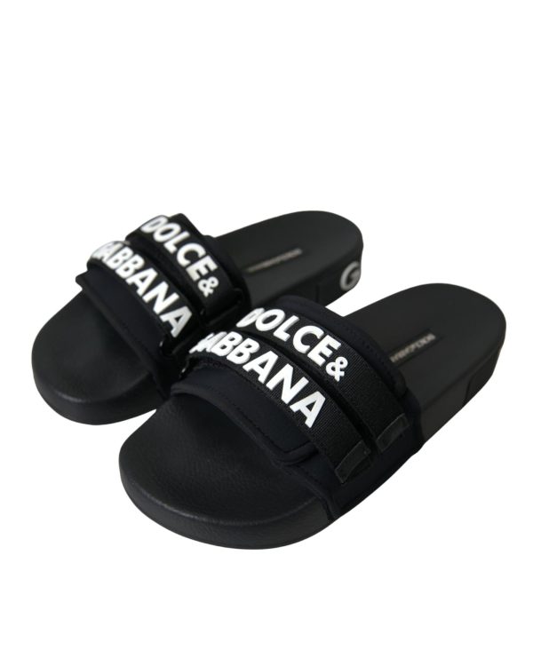 Dolce & Gabbana  Portofino Black Neoprene Slides For Cheap