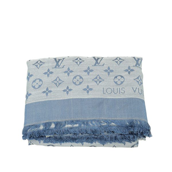 Louis Vuitton Bleu Clair Denim Monogram Shawl Hot on Sale