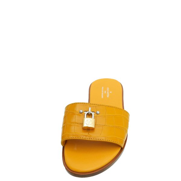 Louis Vuitton Yellow Crocodile Lock It Flat Mules 37 Online Sale