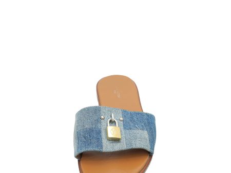 Louis Vuitton Blue Denim Lock It Flat Mule 37.5 Online now