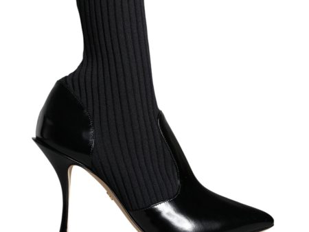 Dolce & Gabbana  Women s Black Leather Sock Boots on Sale