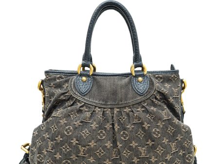 Louis Vuitton Black Aged Denim Monogram Neo Cabby GM Bag Supply