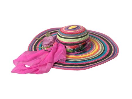 Dolce & Gabbana  Women s Multicolor Striped Straw Sun Hat with Silk Scarf Fashion