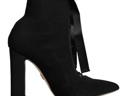 Dolce & Gabbana  LaceUp Booties Black Hot on Sale