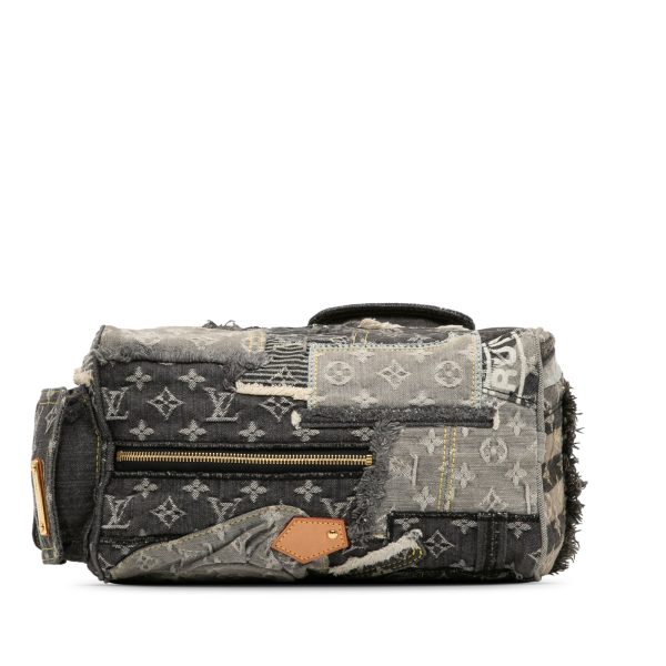 Gray Louis Vuitton Monogram Denim Patchwork Speedy 30 Boston Bag Online now