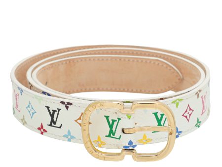 Louis Vuitton White Multicolor Monogram Belt 32 Online Sale