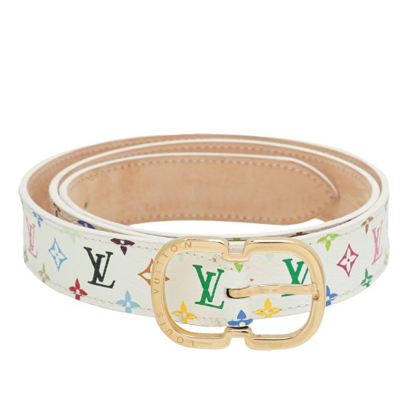 Louis Vuitton White Multicolor Monogram Belt 32 Online Sale