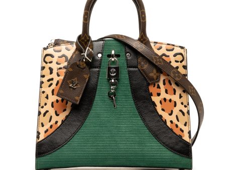 Green Louis Vuitton Monogram Leopard Print Calfskin Corduroy City Steamer PM Satchel Online