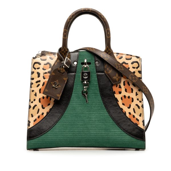 Green Louis Vuitton Monogram Leopard Print Calfskin Corduroy City Steamer PM Satchel Online