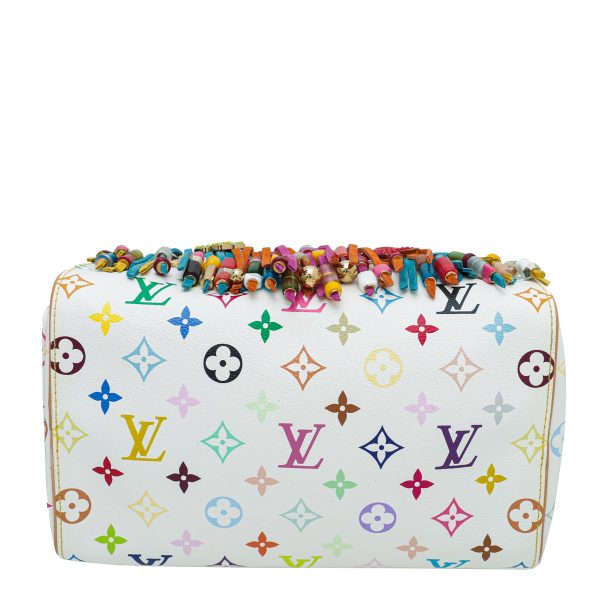 Louis Vuitton White Multicolor Monogram Fringe Speedy 25 Bag Online Hot Sale