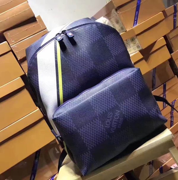 Louis Vuitton Apollo Backpack Damier Cobalt Canvas Yellow Online now