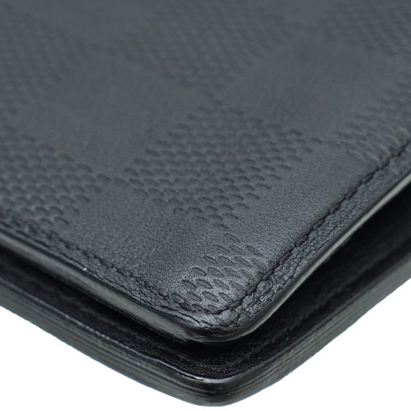 Louis Vuitton Black Damier Infini Brazza Wallet W  TS Initials on Sale