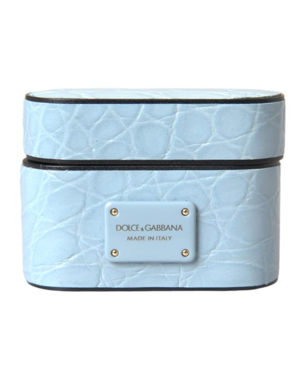 Dolce & Gabbana  Crocodile Embossed Leather AirPods Case - Blue Sale