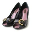 Louis Vuitton Black Open-Toe Buckle Heels, Size 36.5 Supply