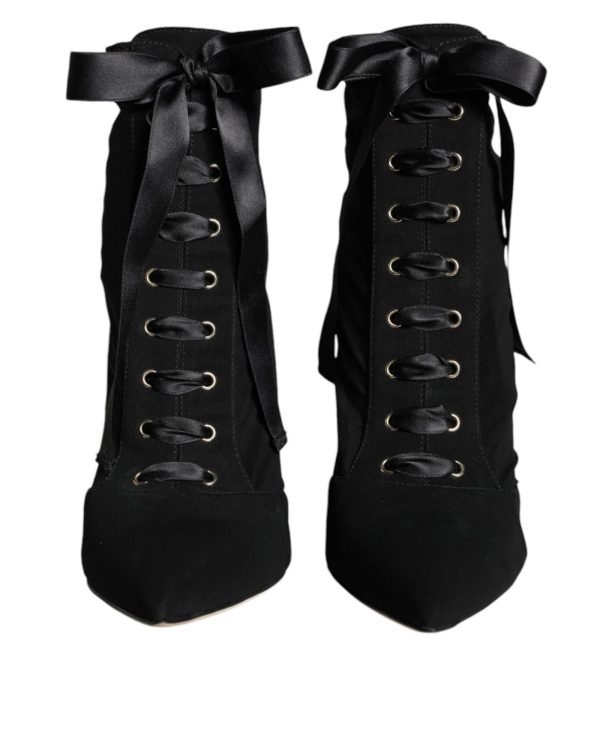 Dolce & Gabbana  LaceUp Booties Black Hot on Sale