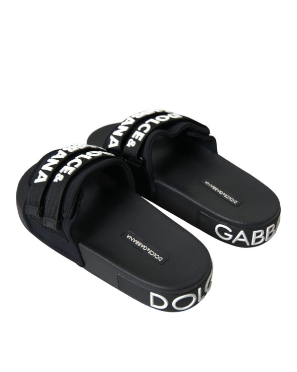 Dolce & Gabbana  Portofino Black Neoprene Slides For Cheap