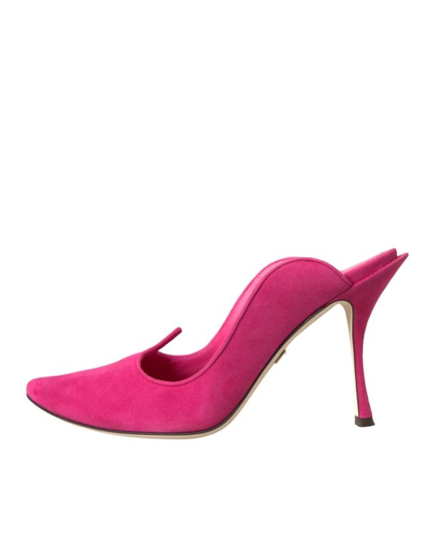 Dolce & Gabbana  Suede Pointed Toe Slingback Mules - Pink Hot on Sale