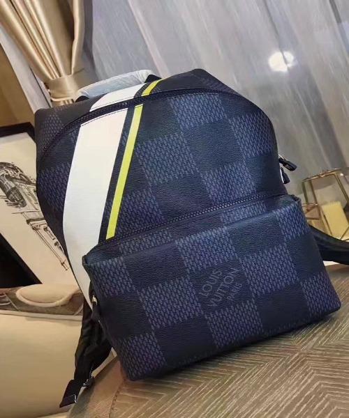 Louis Vuitton Apollo Backpack Damier Cobalt Canvas Yellow Online now