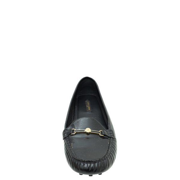 Louis Vuitton Black Logo Enamel Bar Embellished Loafers 38.5 Supply