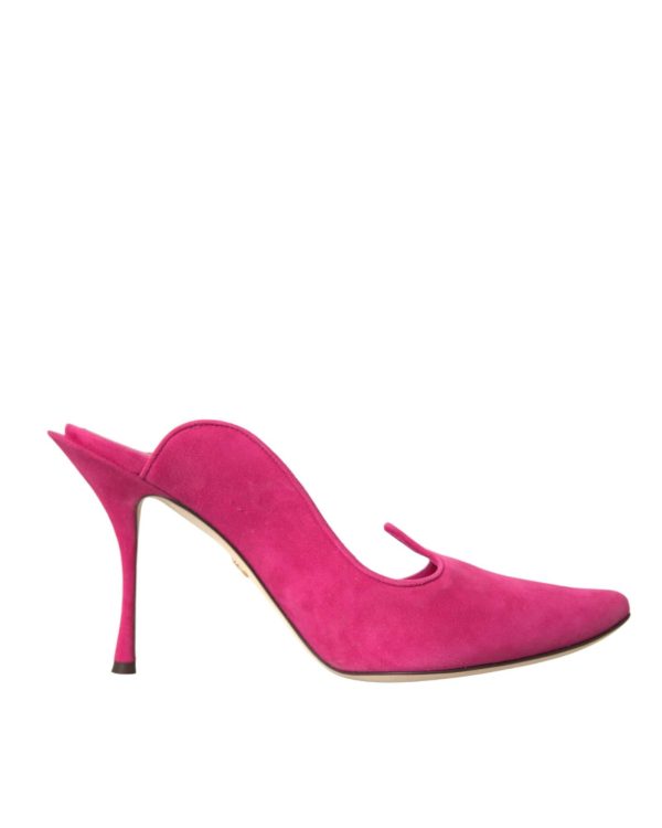 Dolce & Gabbana  Suede Pointed Toe Slingback Mules - Pink Hot on Sale