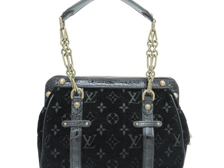 Louis Vuitton Black Vintage Monogram Velours Alligator Gracie MM Bag Online Sale