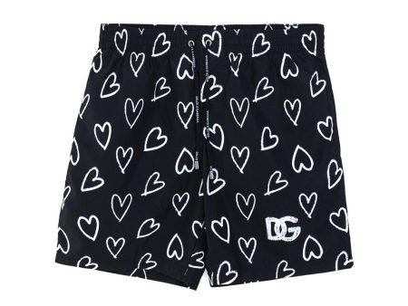 Dolce & Gabbana  Men s Heart Print Swim Shorts - Black Cheap