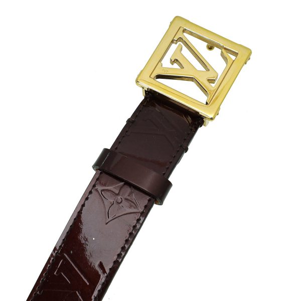 Louis Vuitton Amarante Monogram Vernis LV Frame Buckle Belt 34 Supply