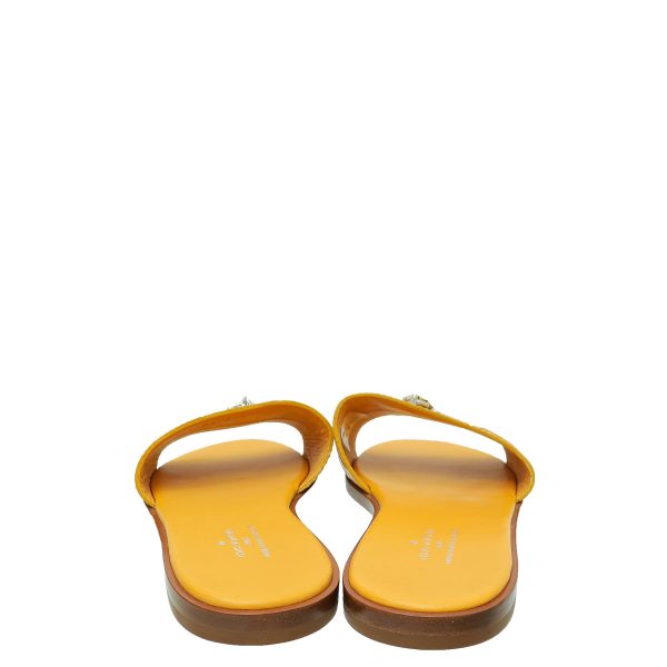 Louis Vuitton Yellow Crocodile Lock It Flat Mules 37 Online Sale