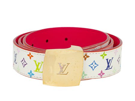 Louis Vuitton White Multicolor Cut Reversible Belt 36 Supply