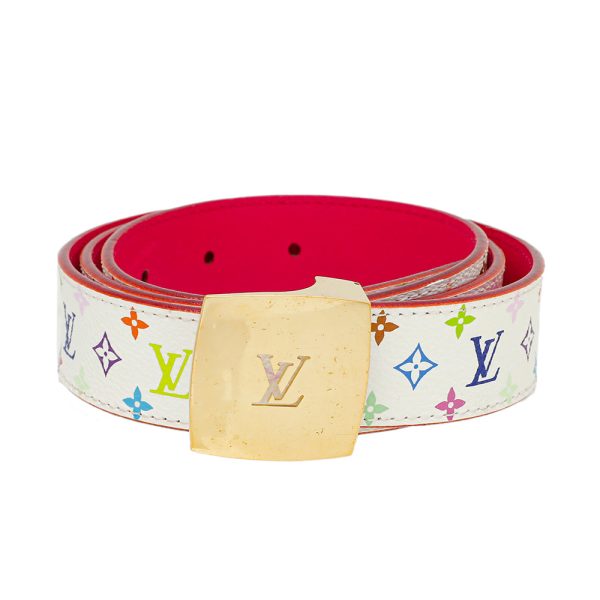 Louis Vuitton White Multicolor Cut Reversible Belt 36 Supply