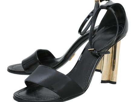 Louis Vuitton Black Flower Ankle Strap Sandals 37.5 on Sale