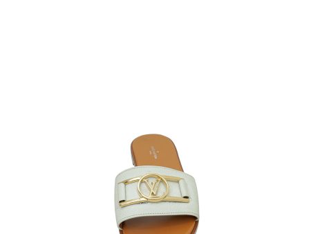 Louis Vuitton White Lock It Flat Mules 37 Cheap