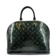 LOUIS VUITTON Alma GM Monogram Vernis Leather Satchel Bag Green Cheap